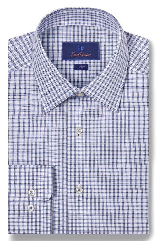 David Donahue Trim Fit Check Cotton Dobby Dress Shirt In Blue/sky