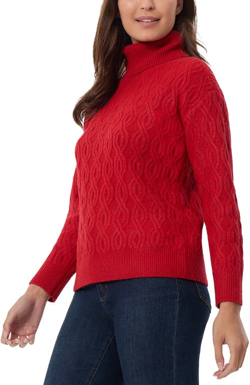 Shop Jones New York Cable Stitch Turtleneck Sweater In Deep Rouge