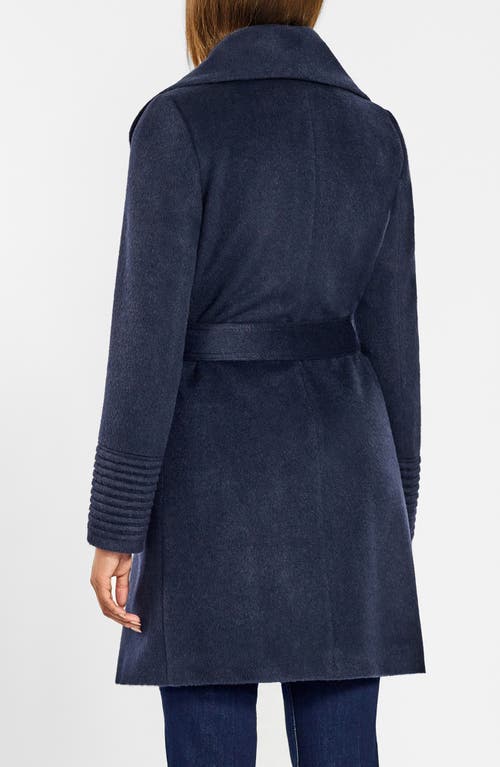 Sentaler Shawl Collar Wrap Coat In Deep Navy