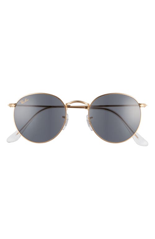 Ray Ban Ray-ban Icons 50mm Round Metal Sunglasses In Legend Gold/blue