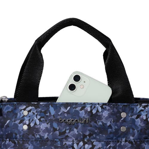Baggallini Mini Carryall Crossbody Tote Bag In Indigo Petal