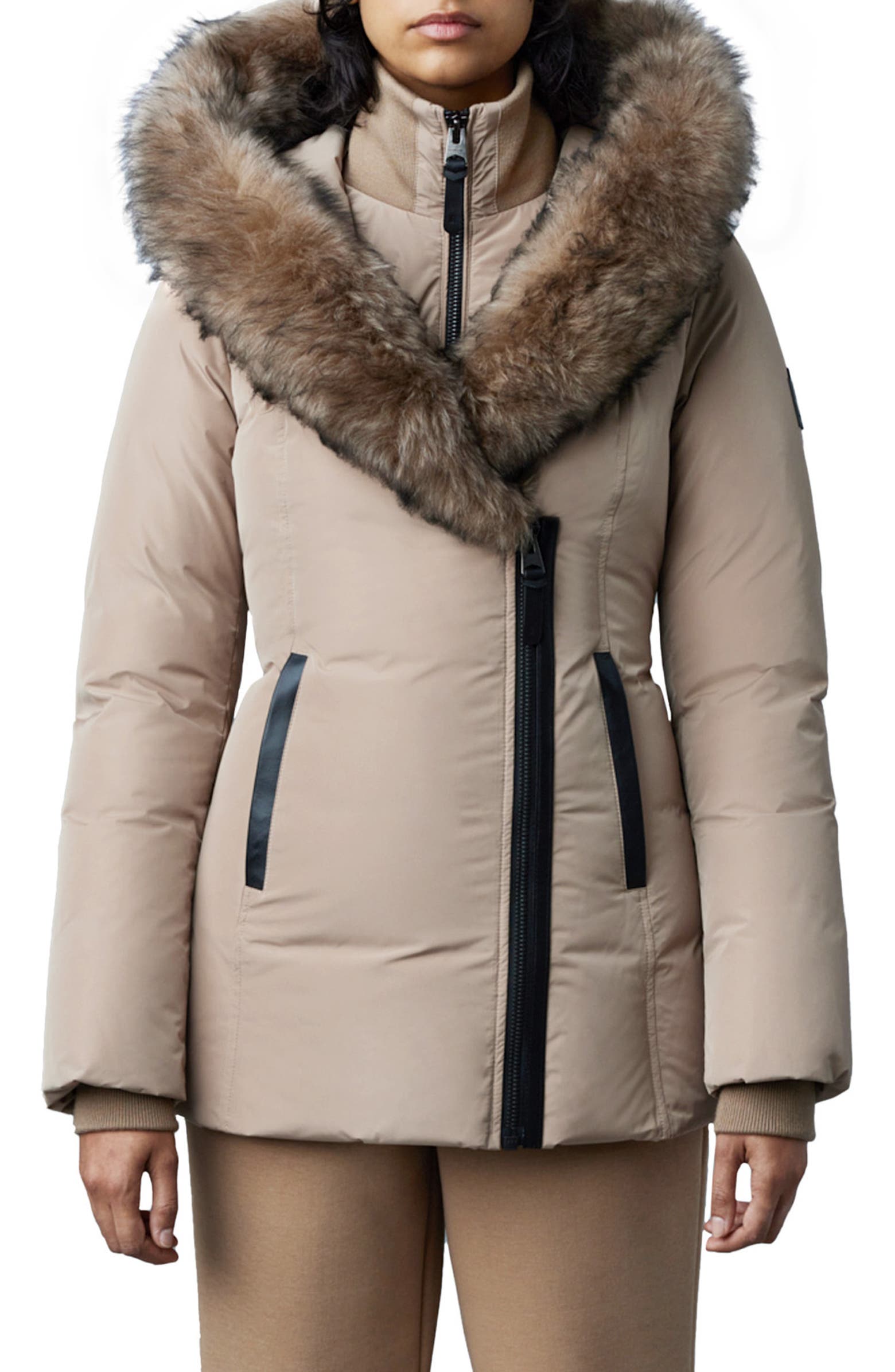 Taupe Mackage puffer jacket for winter