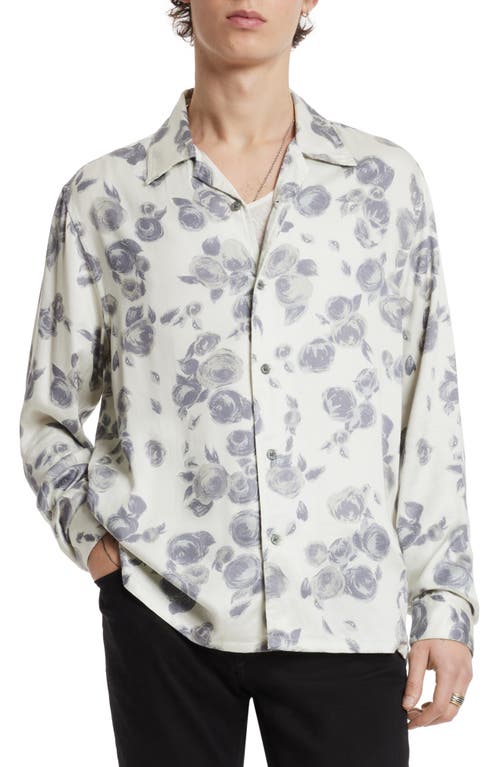 John Varvatos Charlie Floral Button-Up Camp Shirt in Seal Grey
