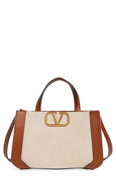 Valentino Garavani VLOGO leather-trimmed canvas-jacquard shoulder bag