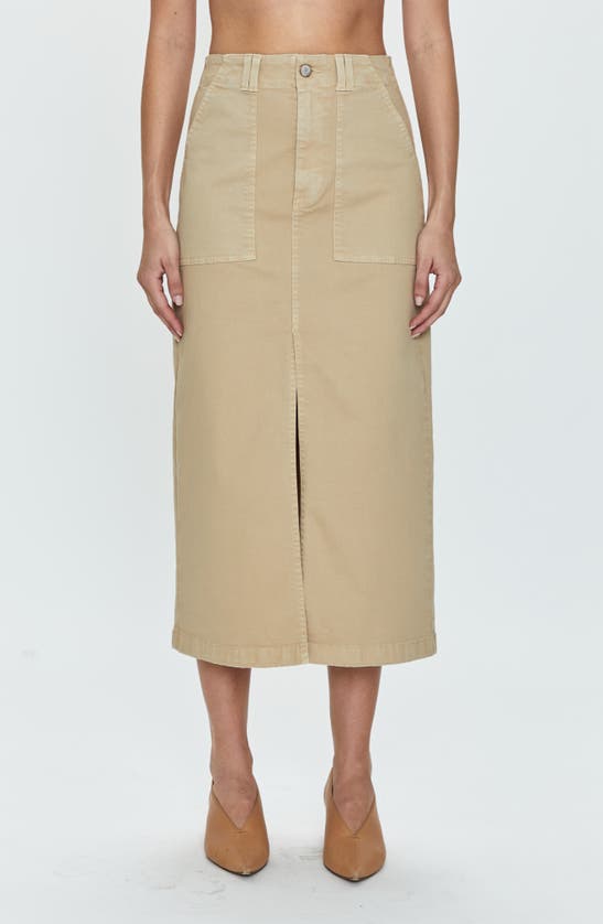 Shop Pistola Pamela Stretch Cotton Midi Skirt In Latte
