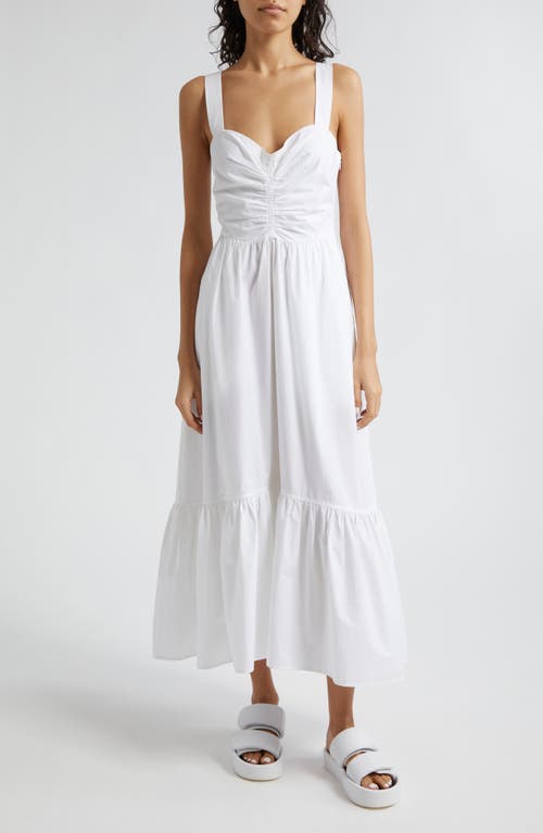 A. L.C. Lilah Ruched Ruffle Hem Maxi Dress in White
