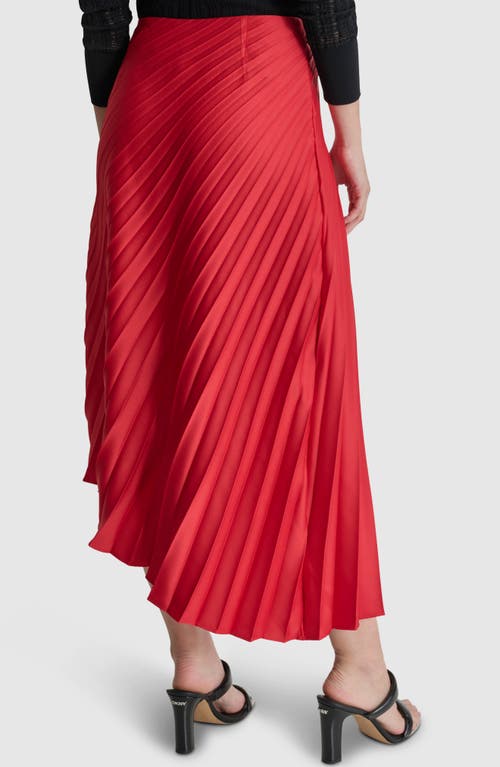 Shop Dkny Asymmetric Hem Pleated Satin Skirt In Red Light