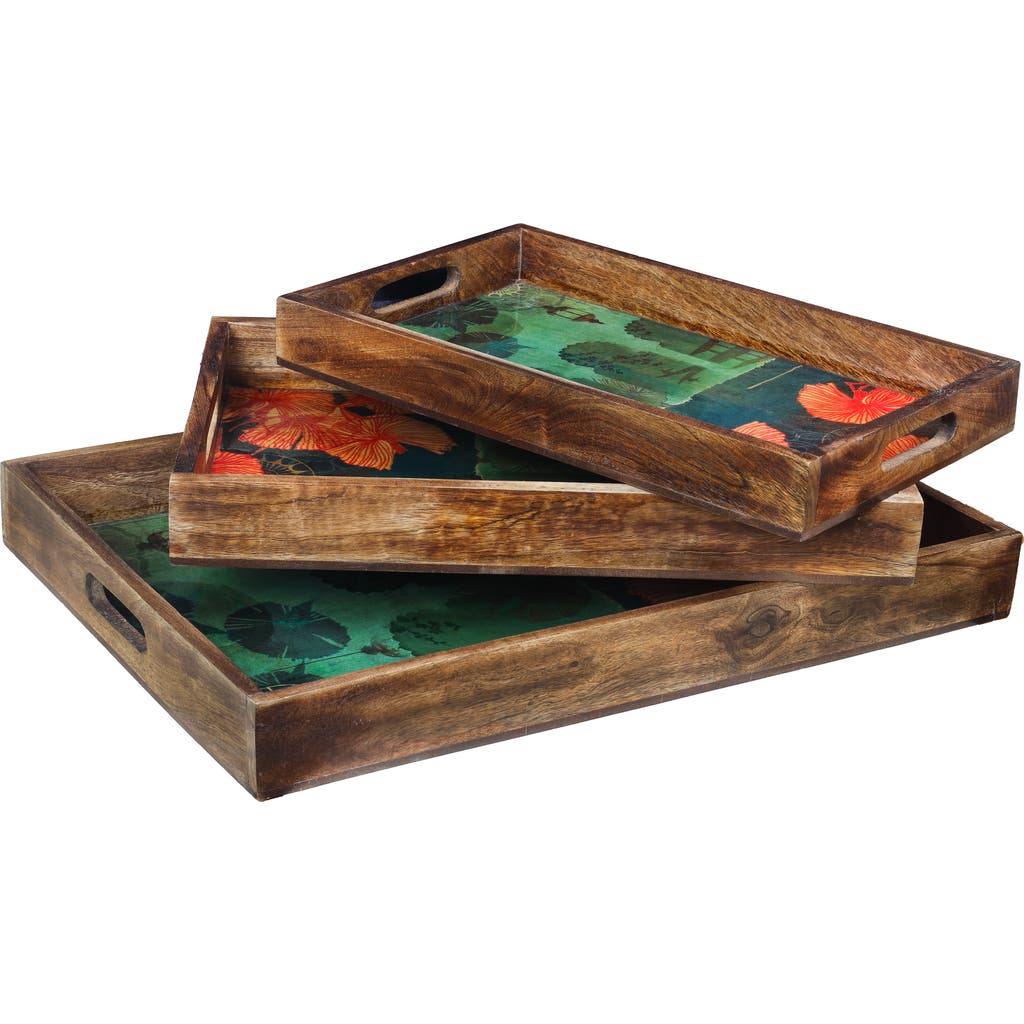 Tiramisu Sunshine Springs 3-piece Decorative Trays In Green Multi