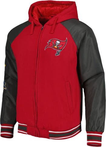 Men's G-III Sports by Carl Banks Red Tampa Bay Buccaneers Defender Raglan Full-Zip Hoodie Varsity Jacket Size: Medium