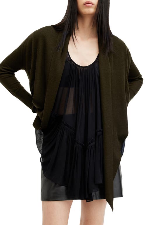 Shop Allsaints Wasson Pirate Wrap Merino Wool Cardigan In Tarmac Green