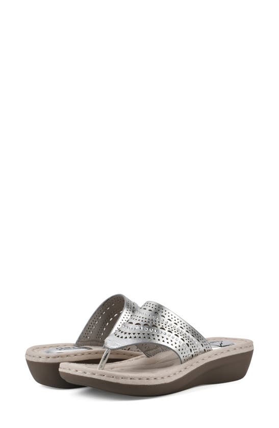 Cliffs By White Mountain Candyce Wedge Sandal In Silver/ Metallic/ Smooth