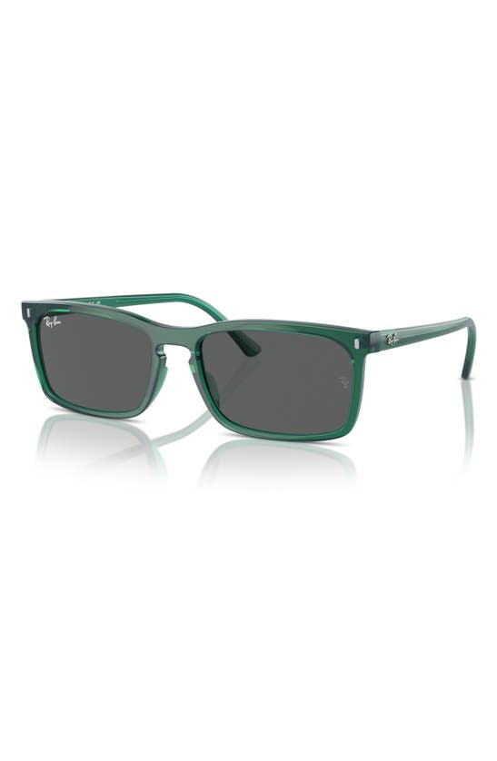 Shop Ray Ban Ray-ban 56mm Rectangular Sunglasses In Transparent Green