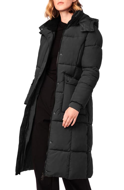 Bernardo Heavyweight Faux Fur Collar Water Resistant Puffer Coat in Black