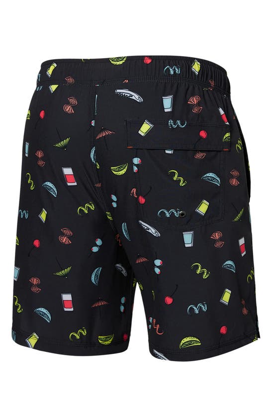 Shop Saxx Oh Buoy 2n1 7-inch Volley Swim Shorts In Twists And Shots-fd Black