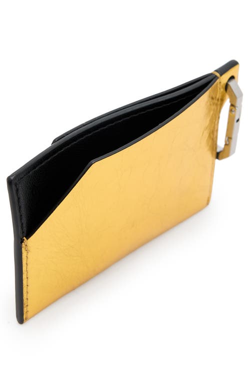 Shop Allsaints Hex Leather Cardholder In Warm Gold