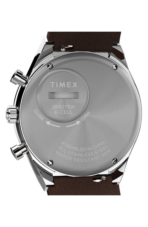 Timex ® Q Chronograph Leather Strap Watch, 40mm In Black