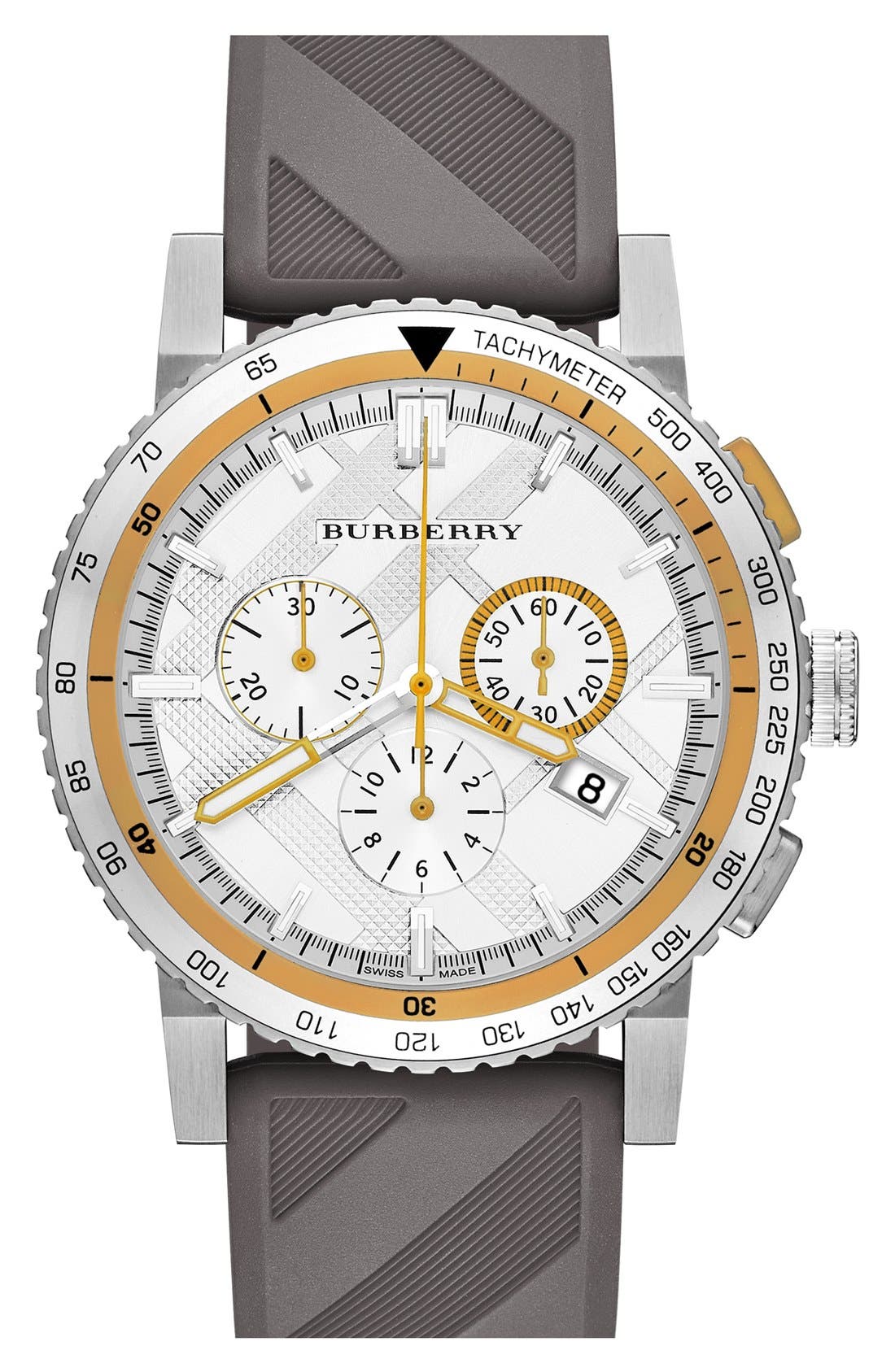 burberry check stamped chronograph bracelet watch 42mm