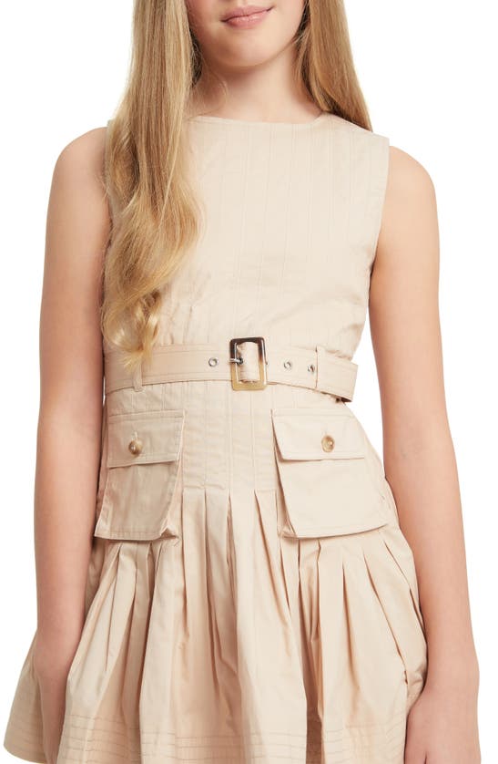 Shop Bardot Junior Kids' Sleeveless Fit & Flare Cotton Minidress In Tan