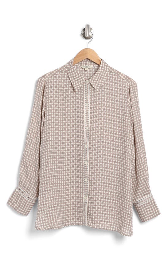Max Studio Circle Stripe Long Sleeve Button-up Shirt In Pink