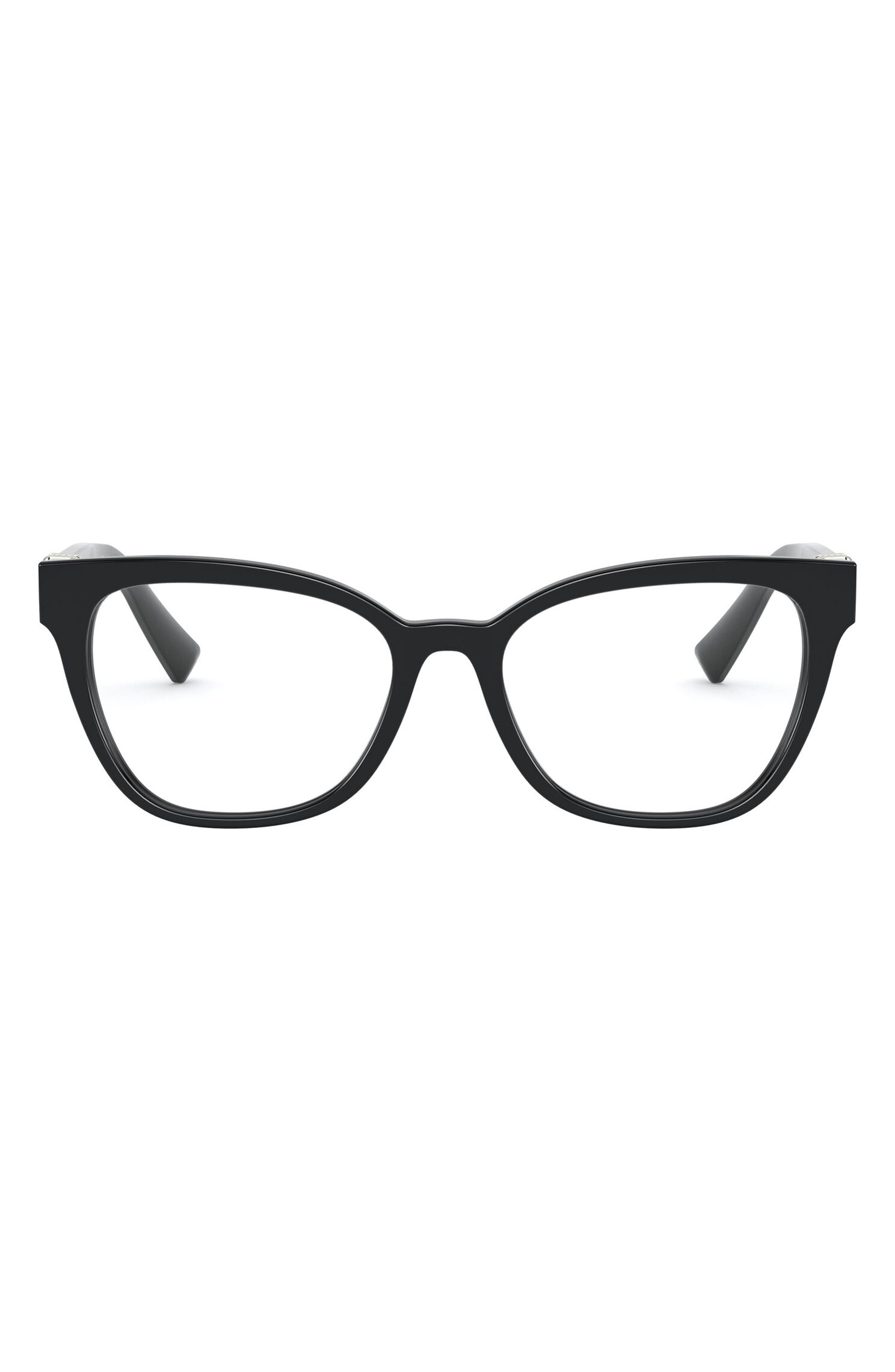 Valentino 53mm Cat Eye Optical Glasses in Black/Demo Lens
