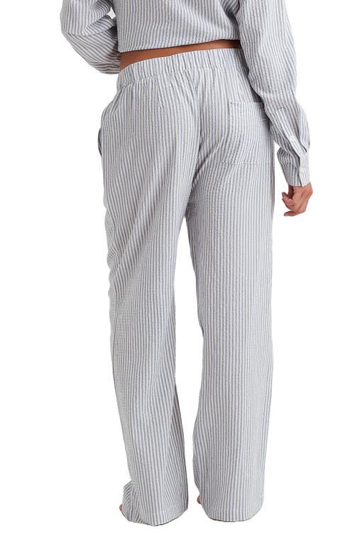 Shop Papinelle Sabine Stripe Seersucker Pajama Pants In White/french Blue