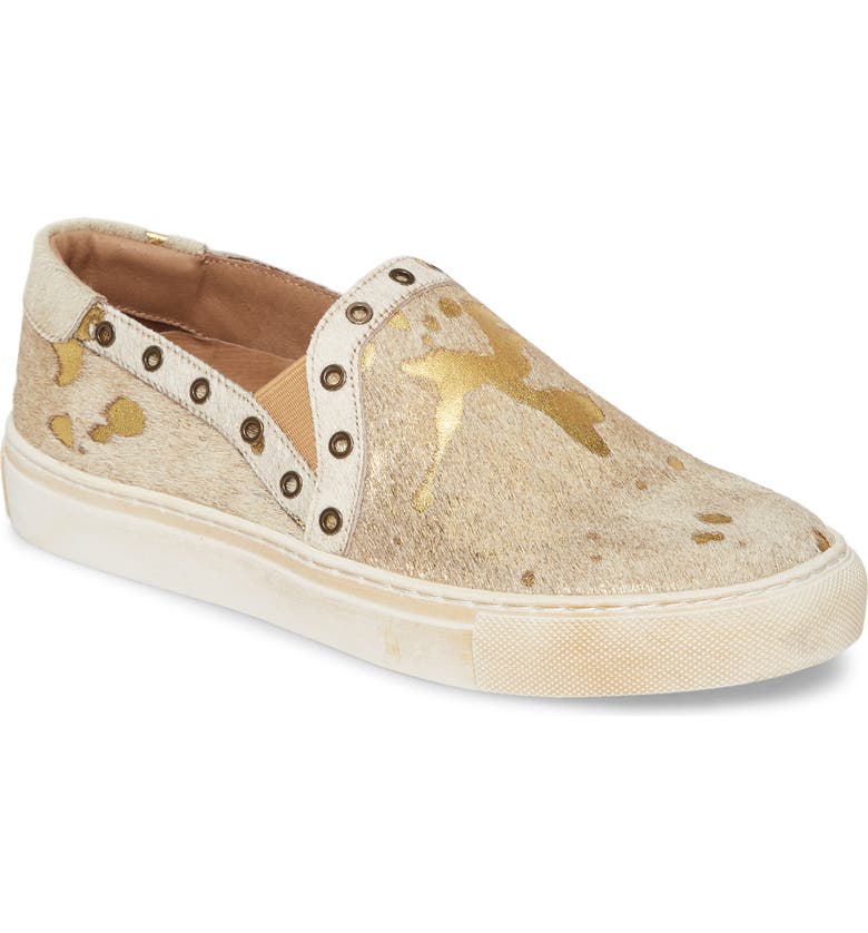 CHOCOLAT BLU Noella Slip-On Genuine Calf Hair Sneaker, Main, color, GOLD CALF HAIR