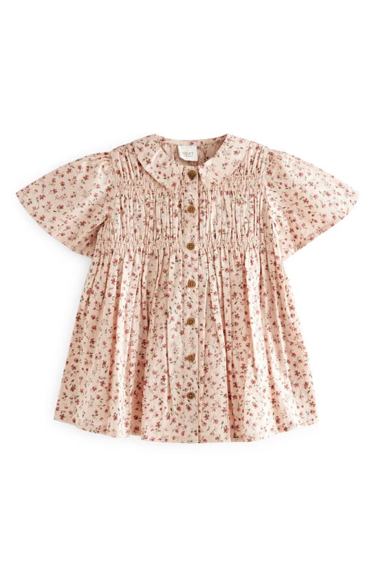 Shop Next Kids' Floral Cotton Shirtdress In Pink
