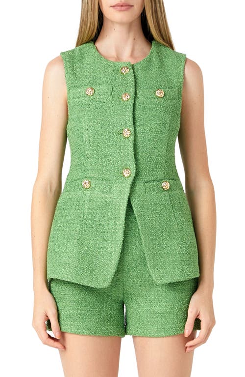 Longline Tweed Vest in Green