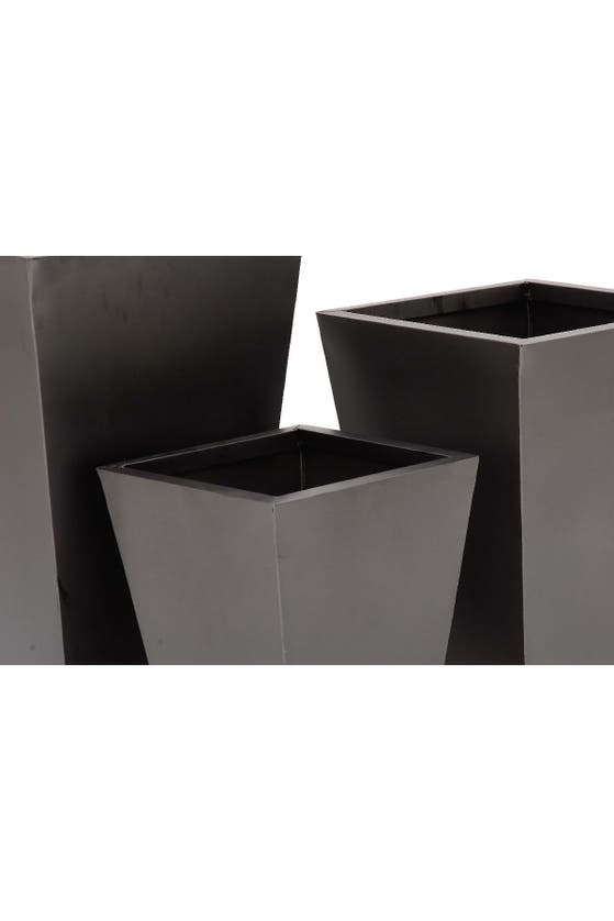 WILLOW ROW WILLOW ROW BLACK METAL CONTEMPORARY PLANTER WITH TAPERED BASE & POLISHED EXTERIOR