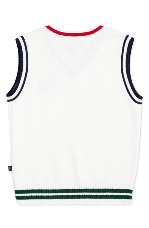 Shop Brooks Brothers Kids' Embroidered Cotton Sweater Vest In White