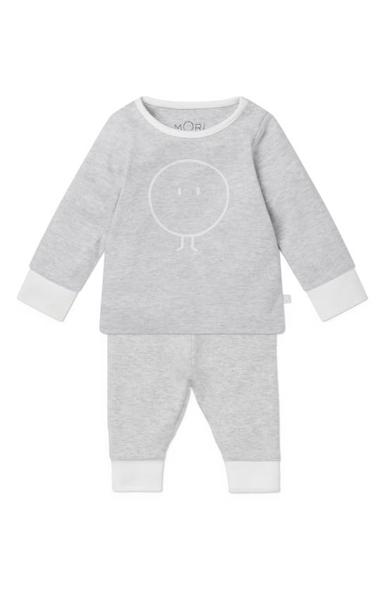 Mori Snoozy Fitted Two-piece Graphic Pajamas In Grey