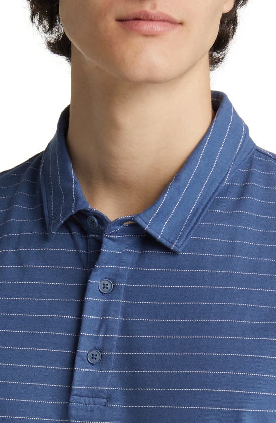 Shop Vince Garment Dyed Fleck Stripe Polo In Washed Twilight Blue