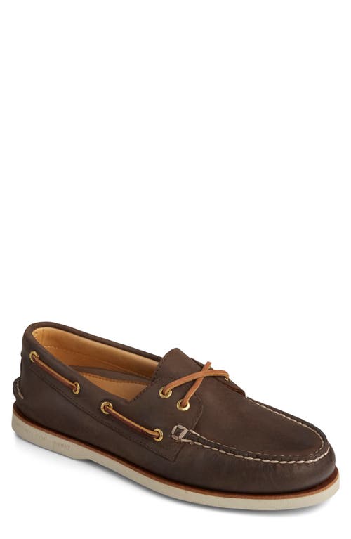 Sperry Gold Cup Authentic Original Boat Shoe Dark Brown Leather at Nordstrom,