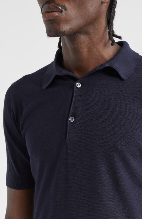 John Smedley Roth Solid Sweater Polo In Navy