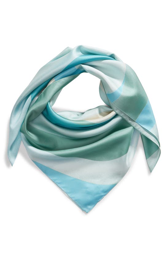 Shop Nordstrom Print Silk Square Scarf In Teal Ombre Wave