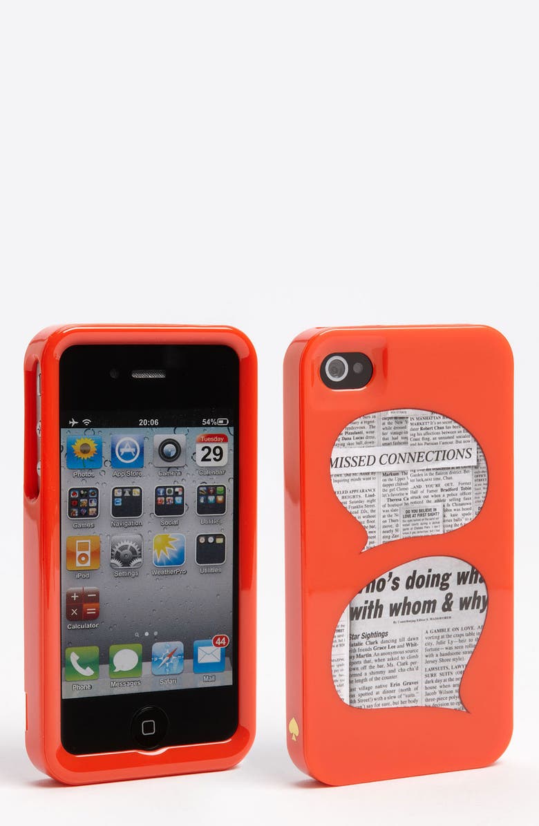 KATE SPADE NEW YORK 'who's doing what' iPhone 4 & 4S case, Main, color, RED/ BLACK/ WHITE