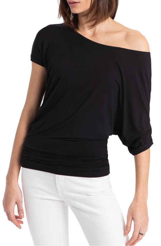 Shop Marcella Elena One-shoulder Jersey Top In Black