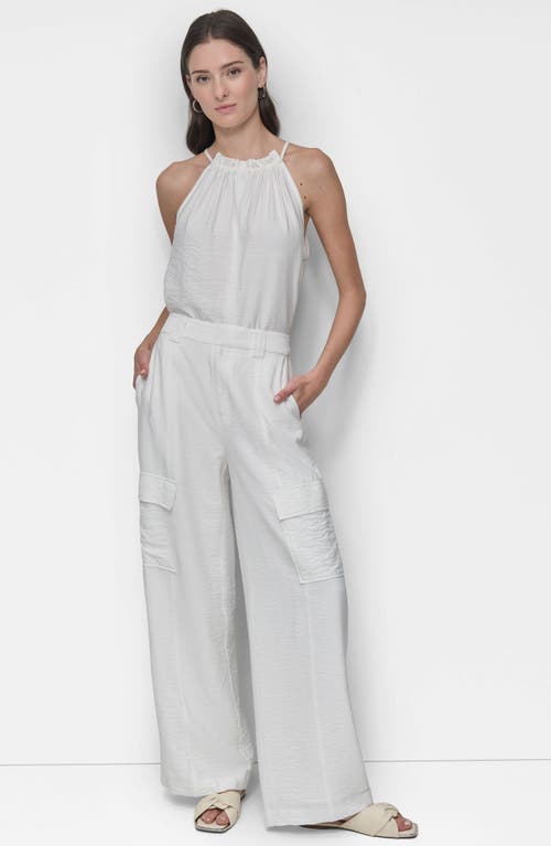 Shop Dkny Crinkle Cargo Pants In White