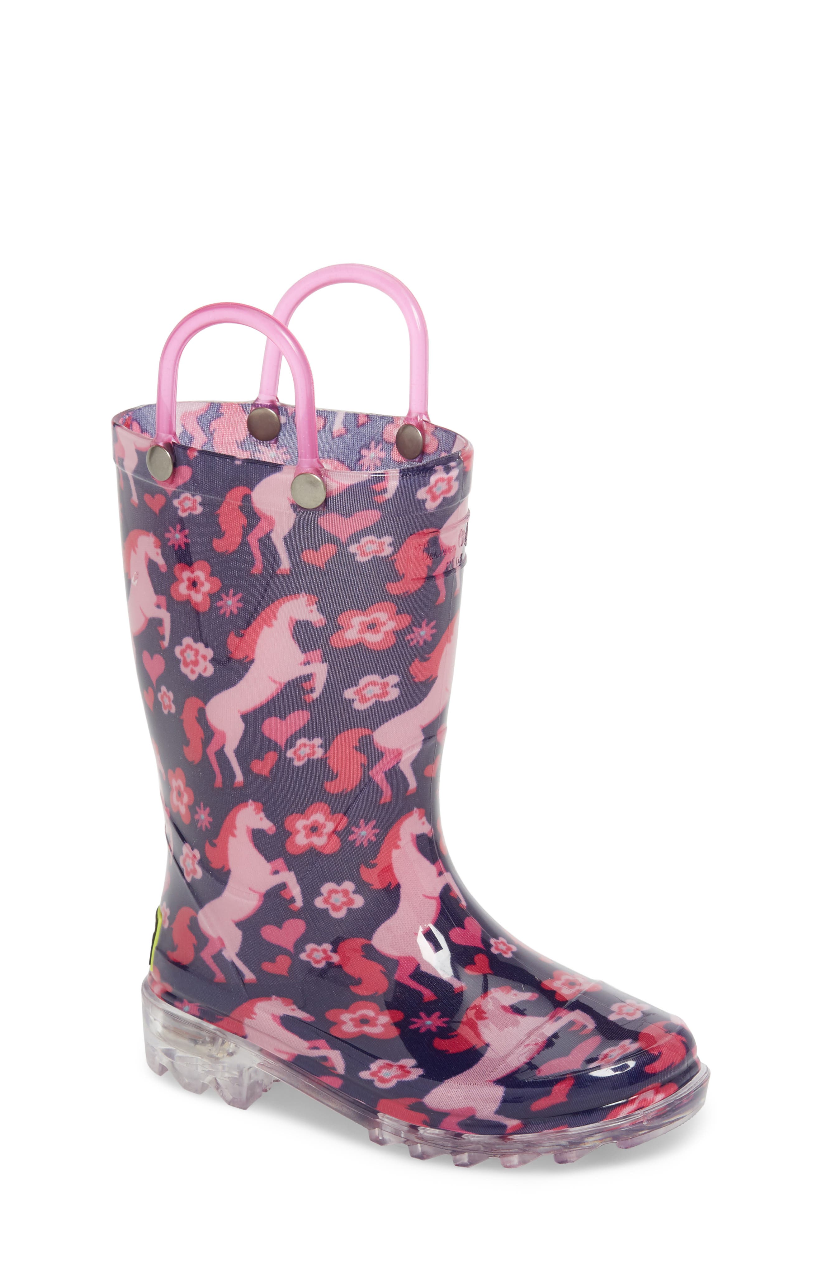 Western Chief Glitter Horse LightUp LED Rain Boot (Toddler & Little