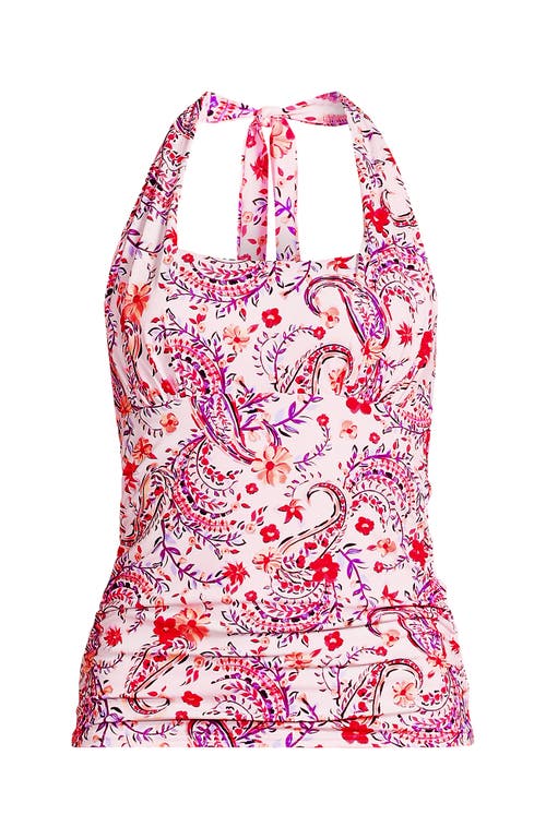 Shop Lands' End Chlorine Resistant Square Neck Halter Tankini Swimsuit Top In Wood Lily Multi Floral Paisley