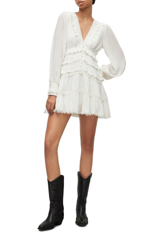 AllSaints Zora Long Sleeve Minidress Chalk White at Nordstrom,