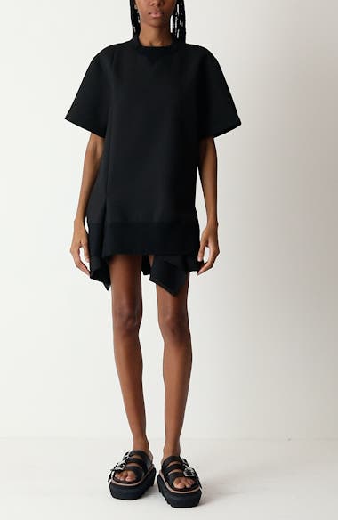 Sacai Asymmetric Short Sleeve Sweatshirt Dress | Nordstrom