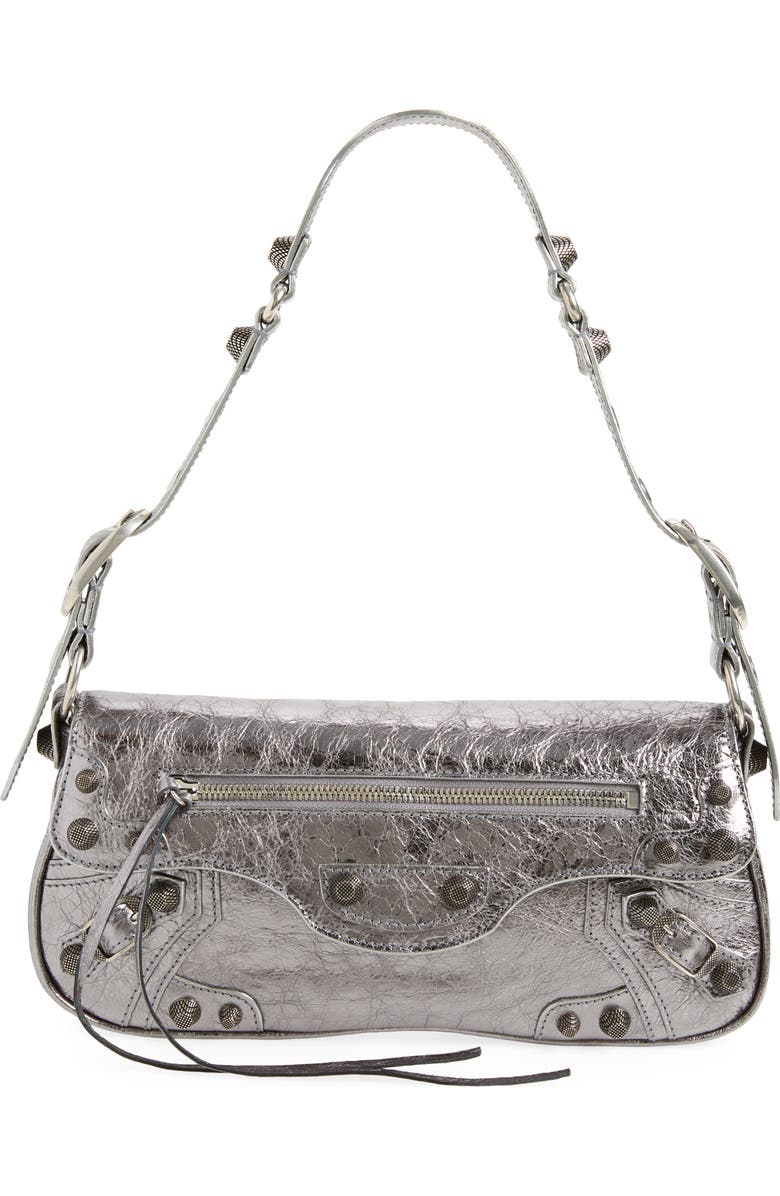 Balenciaga Small Le Cagole Metallic Leather Shoulder Bag, Main, color, Silver