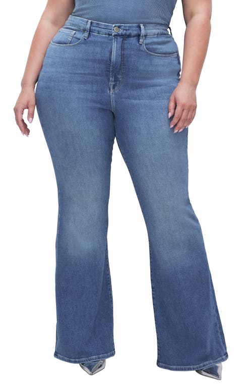 Good American Good Legs Flare Split Hem Jeans In Indigo591