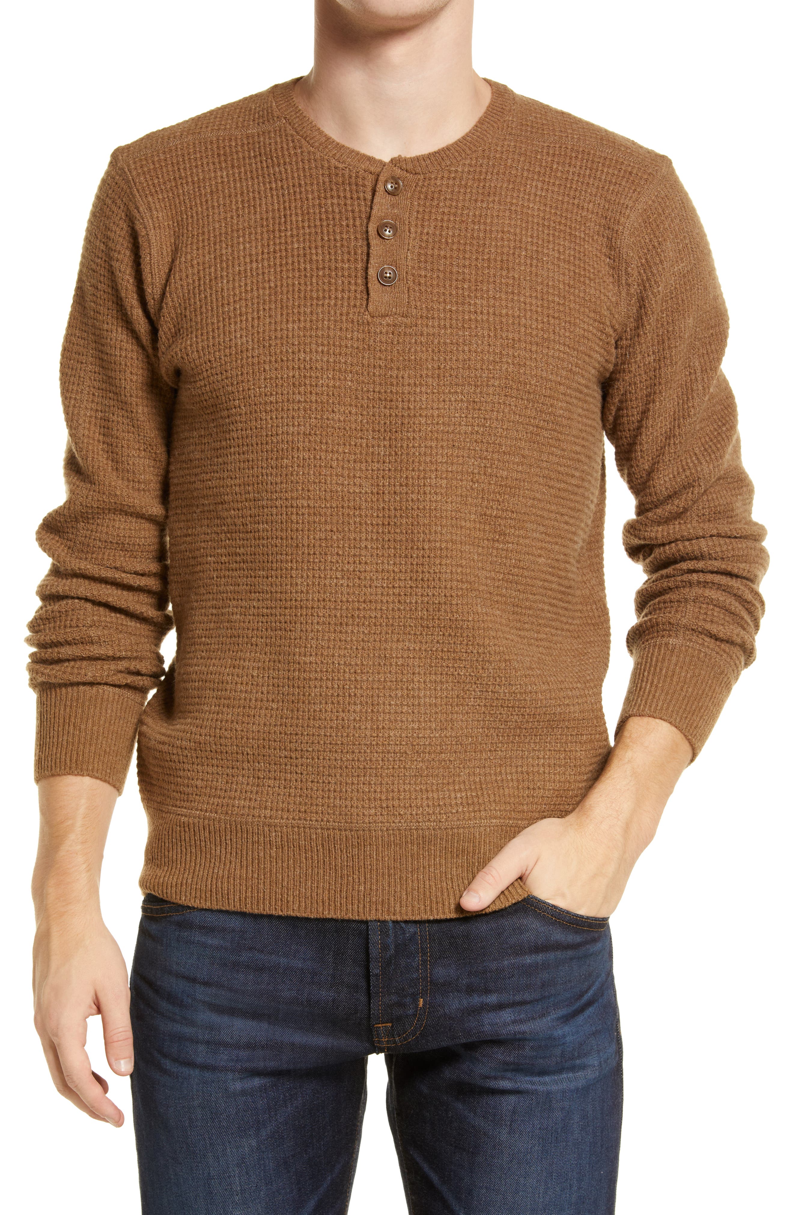 beige henley men's shirt