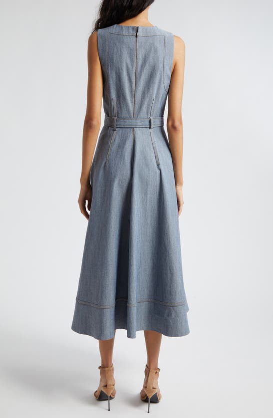 Shop Cinq À Sept Zelda High-low Sleeveless Denim Dress In Light Indigo