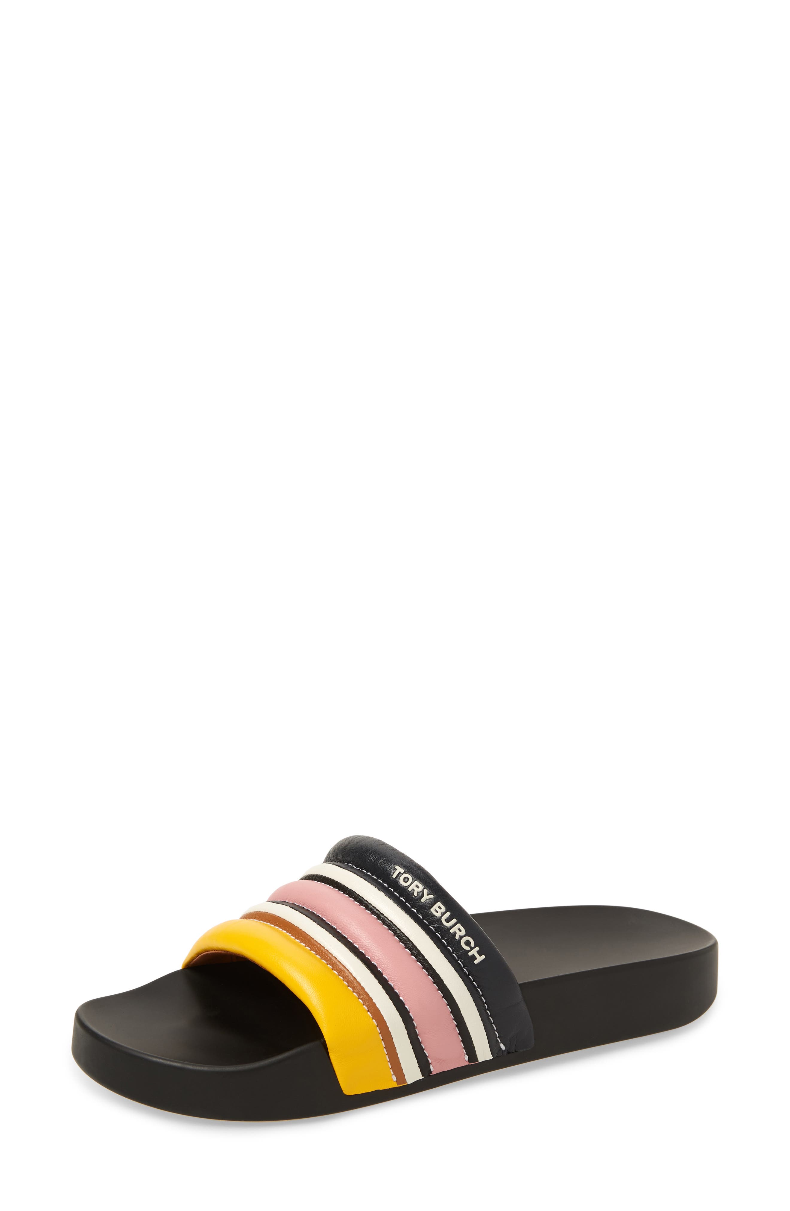 Tory Burch Colorblock Stripe Slide Sandal, Yellow