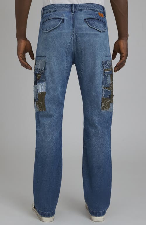 Shop Prps Miyagi Patchwork Cargo Jeans In Indigo