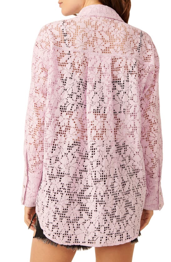 Shop Free People In Your Dreams Lace Button-up Shirt In Frost Lavender