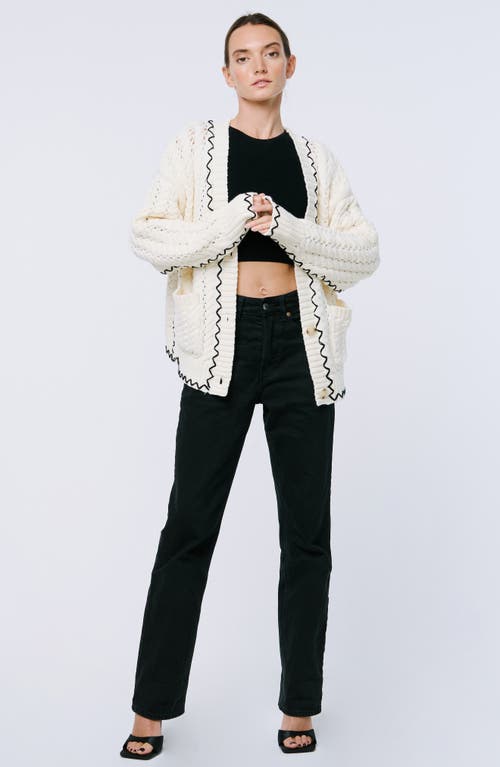 Shop Ciebon Joan Oversize Open Stitch Cardigan In Cream